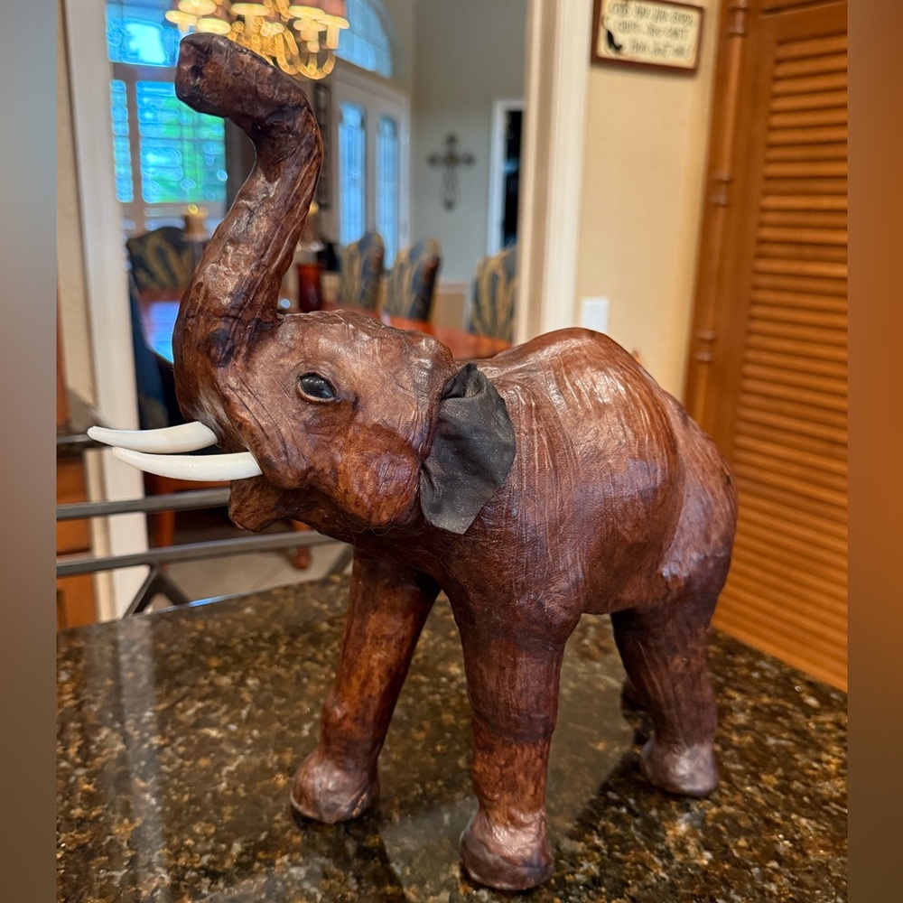 Vintage Brown Elephant Figurine Statue Artisan African Art